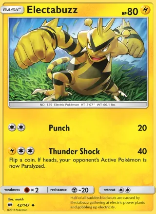Electabuzz #42 · Burning Shadows Pokémon card