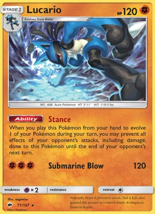 Lucario #71 · Burning Shadows Pokémon card