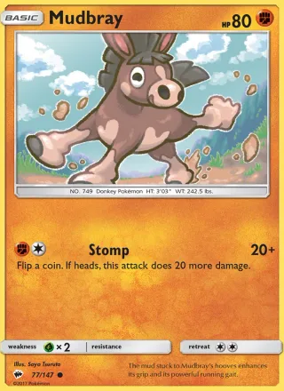 Mudbray #77 · Burning Shadows Pokémon card