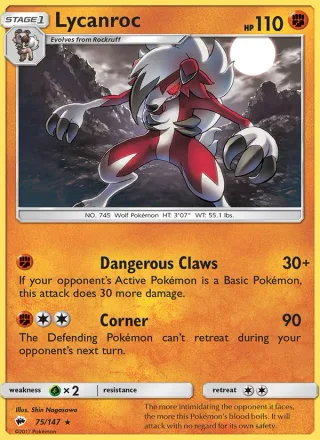 Lycanroc #75 · Burning Shadows Pokémon card