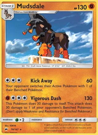 Mudsdale #78 · Burning Shadows Pokémon card