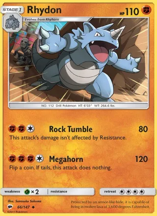 Rhydon #66 · Burning Shadows Pokémon card