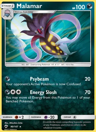 Malamar #90 · Burning Shadows Pokémon card