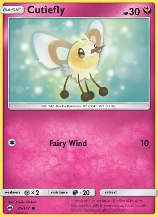 Cutiefly #95 · Burning Shadows Pokémon card