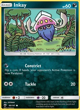 Inkay #89 · Burning Shadows Pokémon card