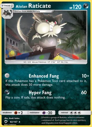 Alolan Raticate #82 · Burning Shadows Pokémon card