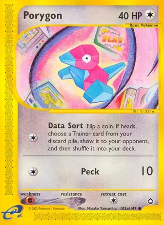 Porygon #103a · Aquapolis Pokémon card
