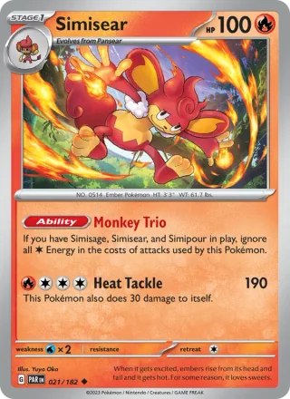 Simisear #021 · Paradox Rift Pokémon card