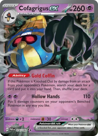 Cofagrigus ex #076 · Paradox Rift Pokémon card