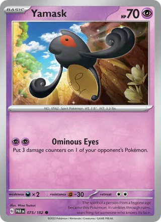 Yamask #075 · Paradox Rift Pokémon card