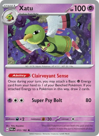 Xatu #072 · Paradox Rift Pokémon card