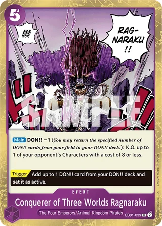 Conquerer of Three Worlds Ragnaraku #EB01-039 · Extra Booster: Memorial Collection One Piece card