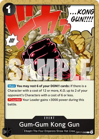 Gum-Gum Kong Gun #OP17-098 · The World's Strongest Warriors One Piece card