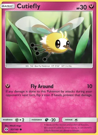 Cutiefly #92 · Sun & Moon Pokémon card