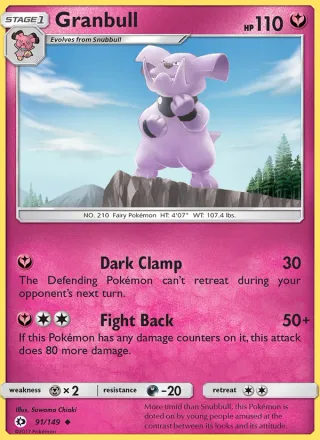 Granbull #91 · Sun & Moon Pokémon card
