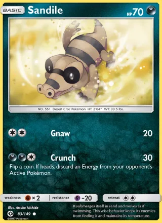 Sandile #83 · Sun & Moon Pokémon card