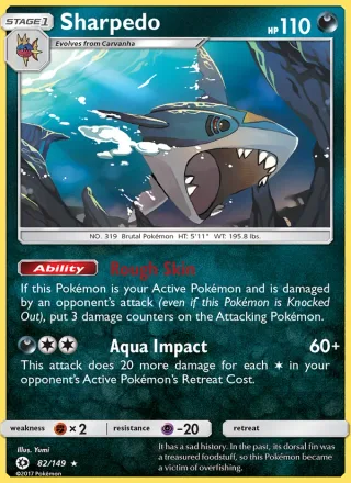 Sharpedo #82 · Sun & Moon Pokémon card