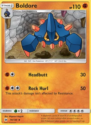 Boldore #70 · Sun & Moon Pokémon card