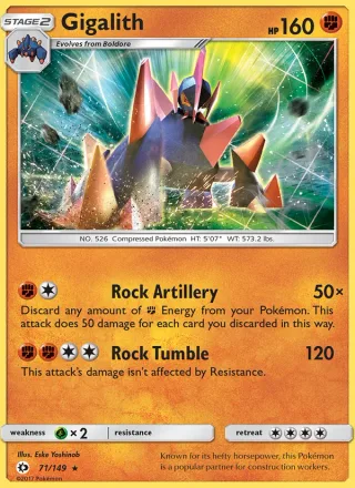 Gigalith #71 · Sun & Moon Pokémon card