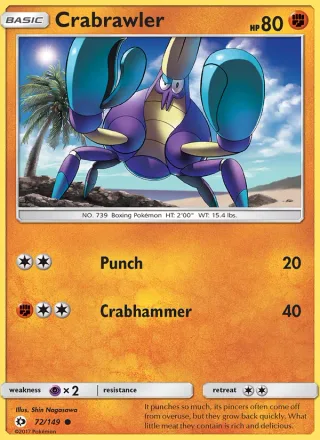 Crabrawler #72 · Sun & Moon Pokémon card