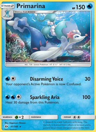 Primarina #41 · Sun & Moon Pokémon card