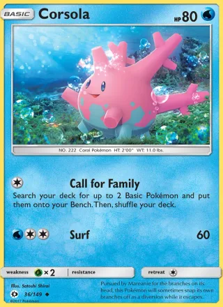 Corsola #36 · Sun & Moon Pokémon card