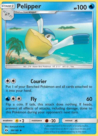 Pelipper #38 · Sun & Moon Pokémon card