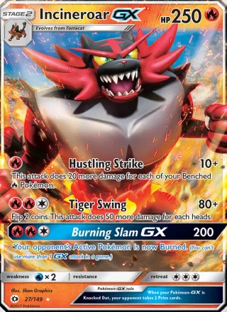 Incineroar GX #27 · Sun & Moon Pokémon card