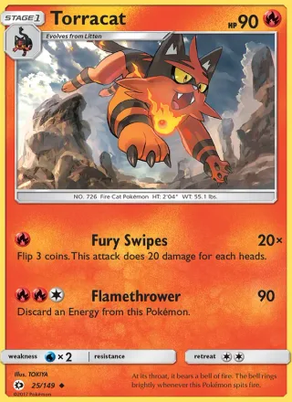 Torracat #25 · Sun & Moon Pokémon card