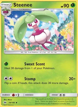 Steenee #19 · Sun & Moon Pokémon card