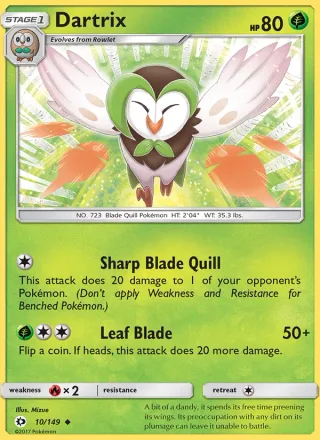 Dartrix #10 · Sun & Moon Pokémon card
