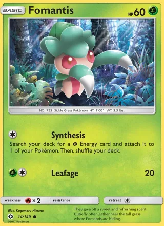 Fomantis #14 · Sun & Moon Pokémon card