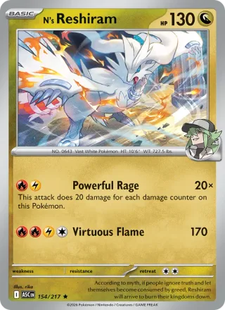 N's Reshiram #154 · Ascended Heroes Pokémon card