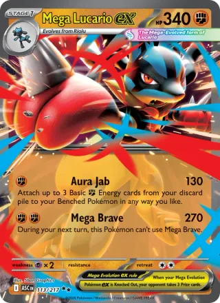 Mega Lucario ex #113 · Ascended Heroes Pokémon card
