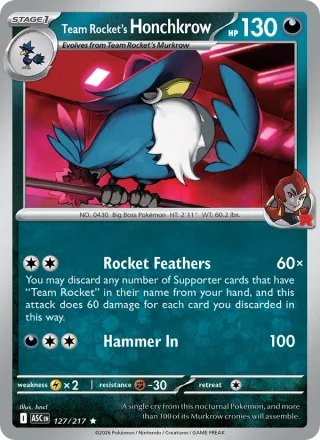 Team Rocket's Honchkrow #127 · Ascended Heroes Pokémon card