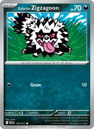 Galarian Zigzagoon #130 · Ascended Heroes Pokémon card