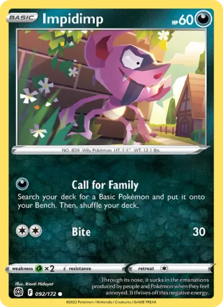 Impidimp #092 · Brilliant Stars Pokémon card
