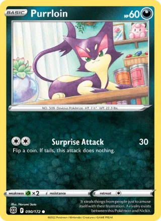 Purrloin #090 · Brilliant Stars Pokémon card