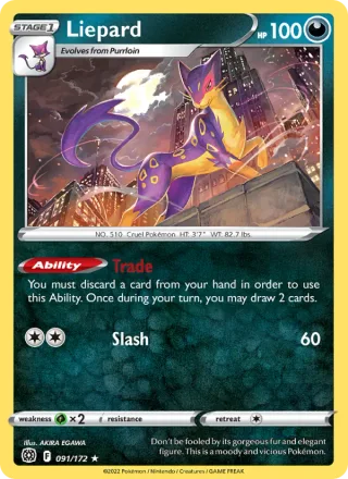 Liepard #091 · Brilliant Stars Pokémon card