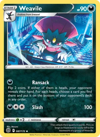 Weavile #087 · Brilliant Stars Pokémon card