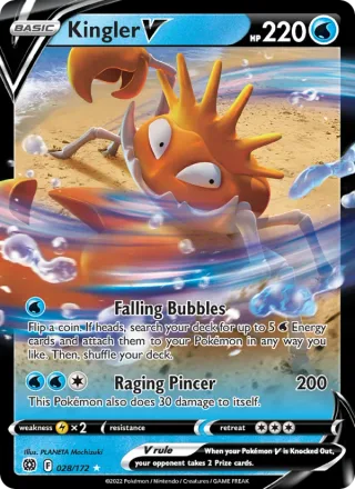 Kingler V #028 · Brilliant Stars Pokémon card