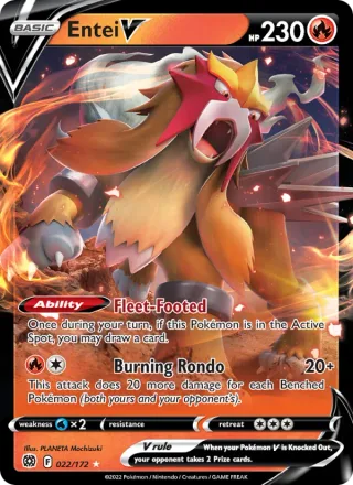 Entei V #022 · Brilliant Stars Pokémon card
