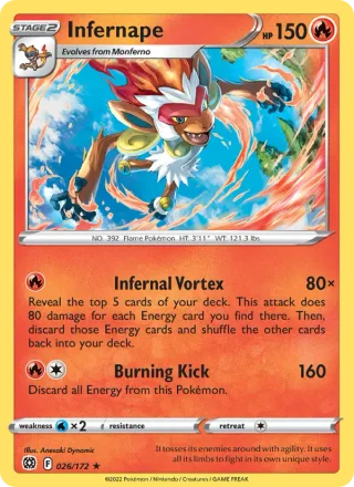 Infernape #026 · Brilliant Stars Pokémon card