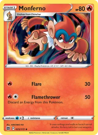 Monferno #025 · Brilliant Stars Pokémon card