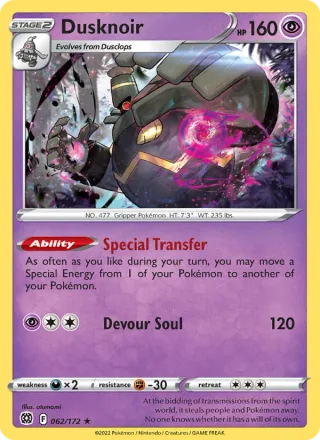 Dusknoir #062 · Brilliant Stars Pokémon card