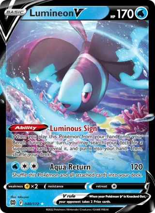 Lumineon V #040 · Brilliant Stars Pokémon card