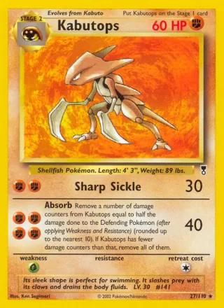 Kabutops #27 · Legendary Collection Pokémon card