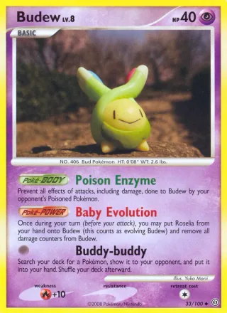 Budew #33 · Stormfront Pokémon card