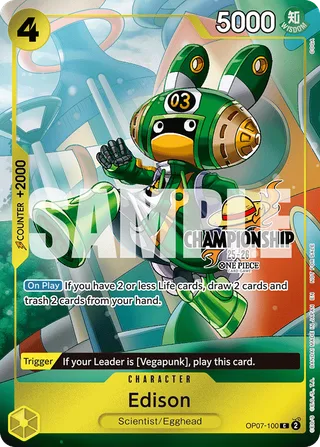 Edison (Winner Pack 2024 Oct.-Dec.) #OP07-100-winner-pack-2024-oct-dec · One Piece Promotion Cards One Piece card