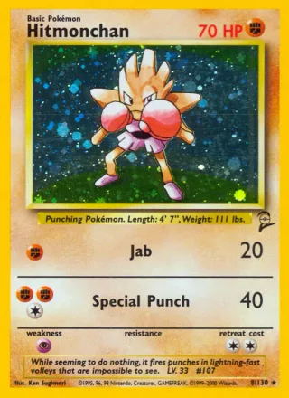 Hitmonchan #8 · Base Set 2 Pokémon card
